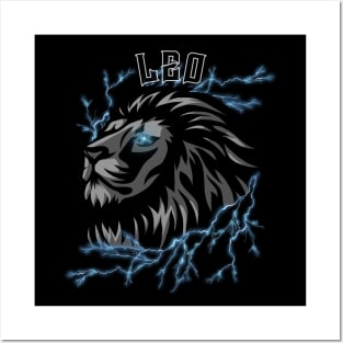 Lightning Leo (blue) Posters and Art